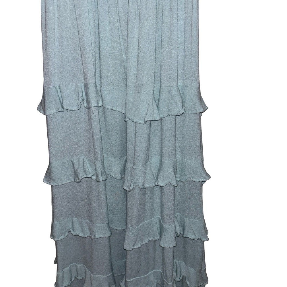 So Me Sage Green Smocked Tiered Ruffle Cottagecore Maxi Dress Medium Coquette - Picture 7 of 8